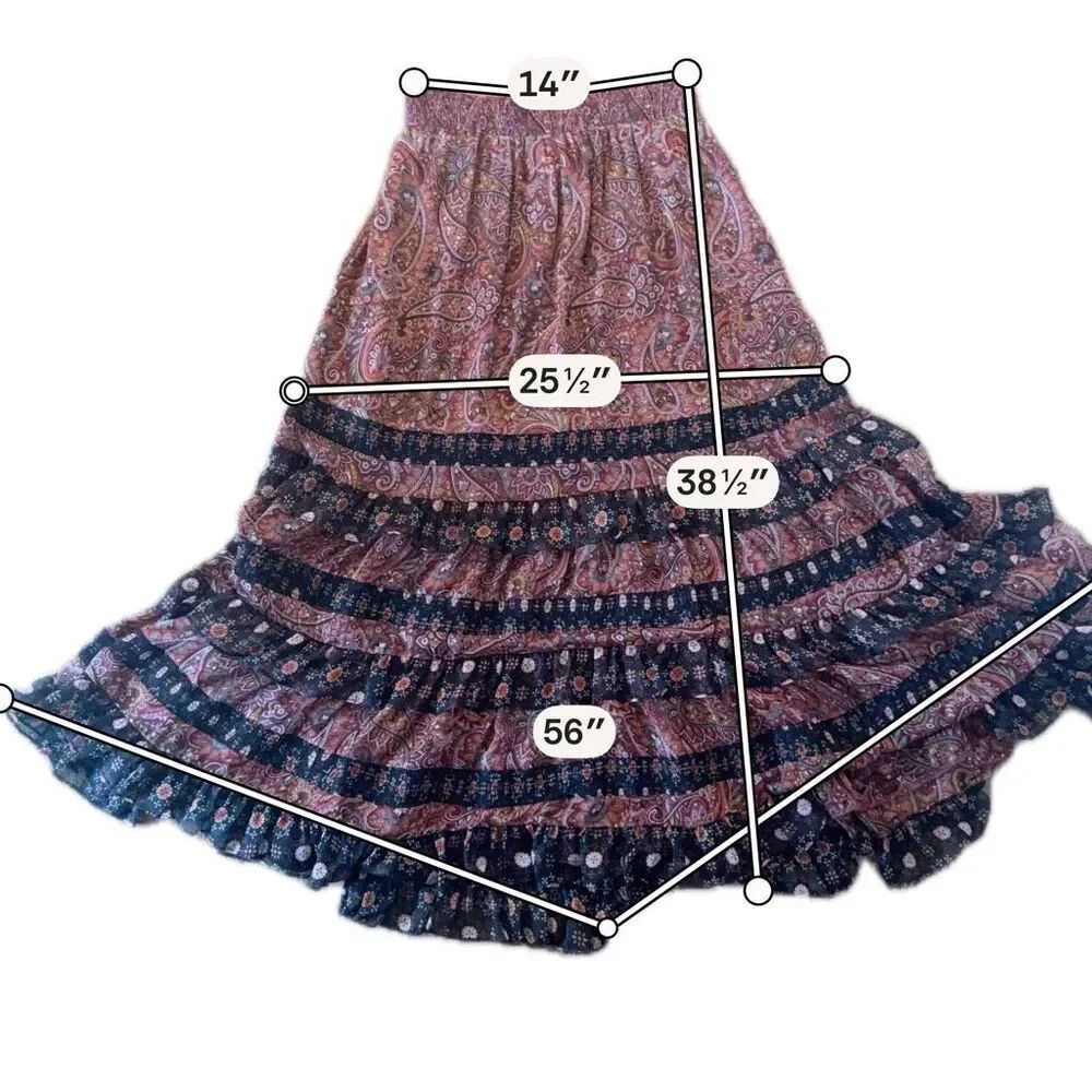Misa Los Angelous Mia paisley ruffled tiered skirt and top set M - Picture 10 of 12
